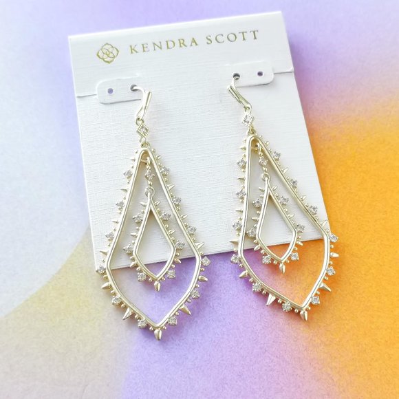 $85 kendra scott Alice Gold Drop Earrings New - Picture 1 of 3